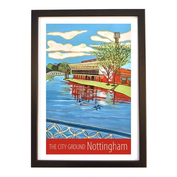 Nottingham The City Ground travel poster print by Susie West