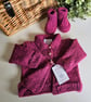 Designer Hand Knitted  Baby Jacket & Matching Booties Set Size 0-3 months 