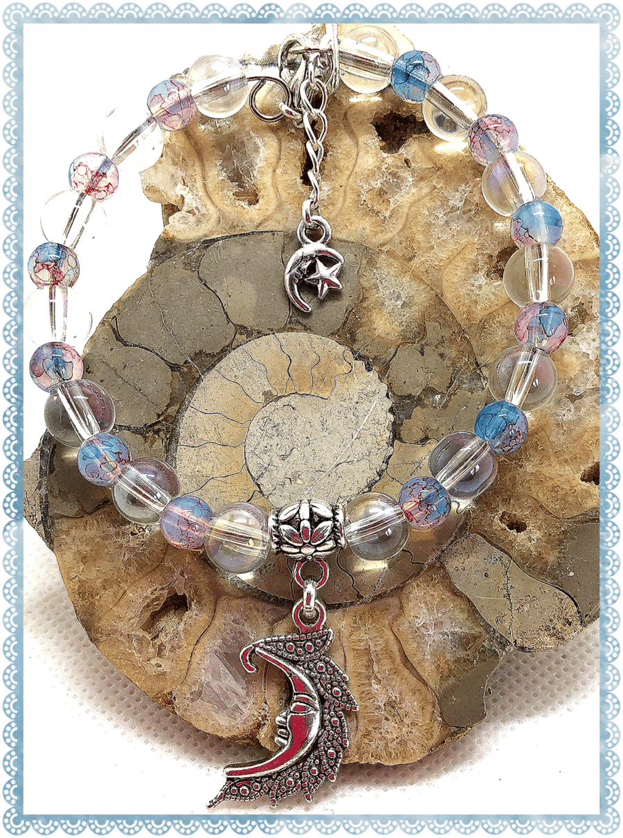 One of a Kind Crescent Moon bangle style bracelet