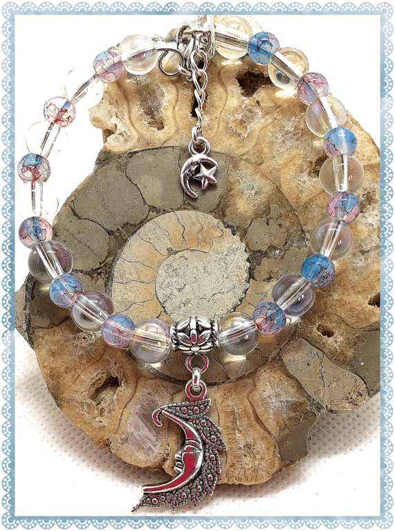 One of a Kind Crescent Moon bangle style bracelet