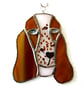 Basset Dog Suncatcher Stained Glass Brown White 