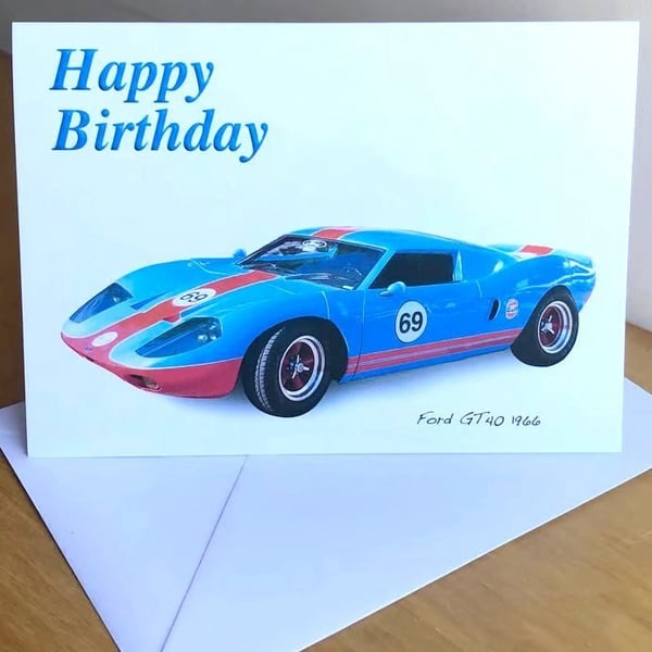 Ford GT40 - Birthday, Anniversary, Retirement or Plain Card