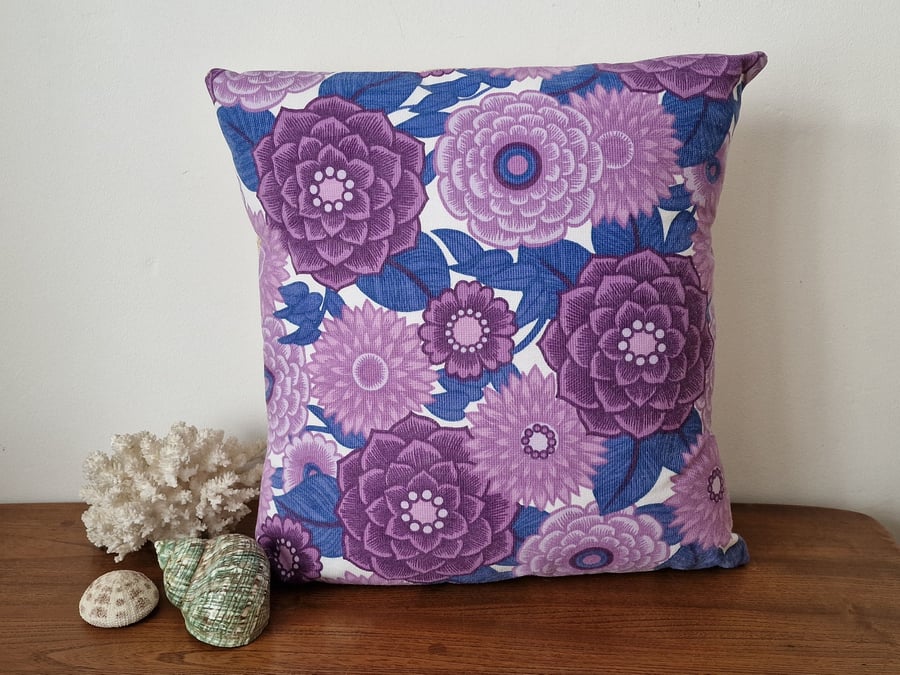 Handmade floral envelope cushion cover vintage 1960s1970s fabric