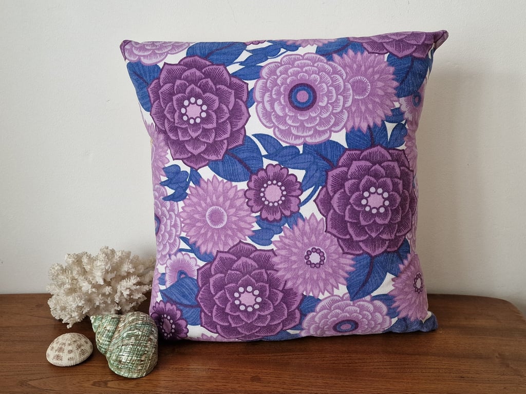 Handmade floral envelope cushion cover vintage 1960s1970s fabric