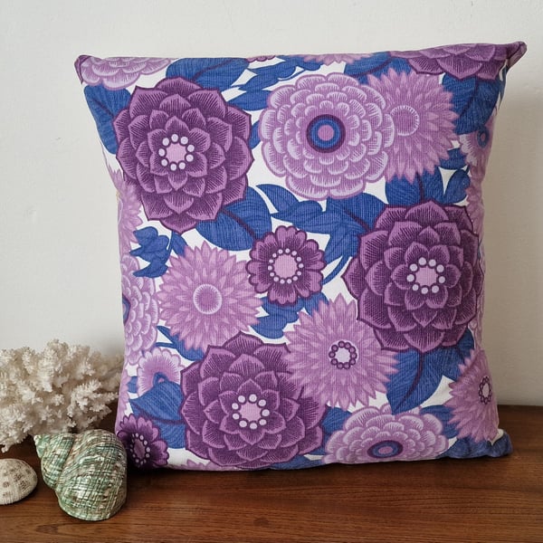 Handmade floral cushion cover vintage 1960s1970s fabric envelope