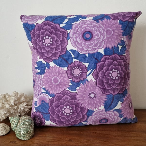 Handmade floral envelope cushion cover vintage 1960s1970s fabric