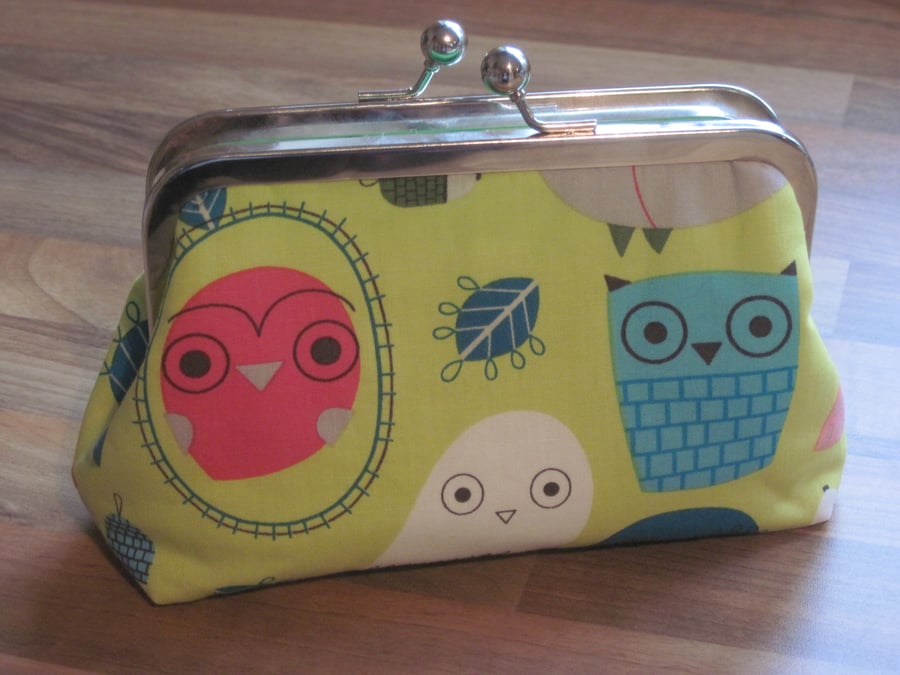 Funky OWL fabric clutch purse