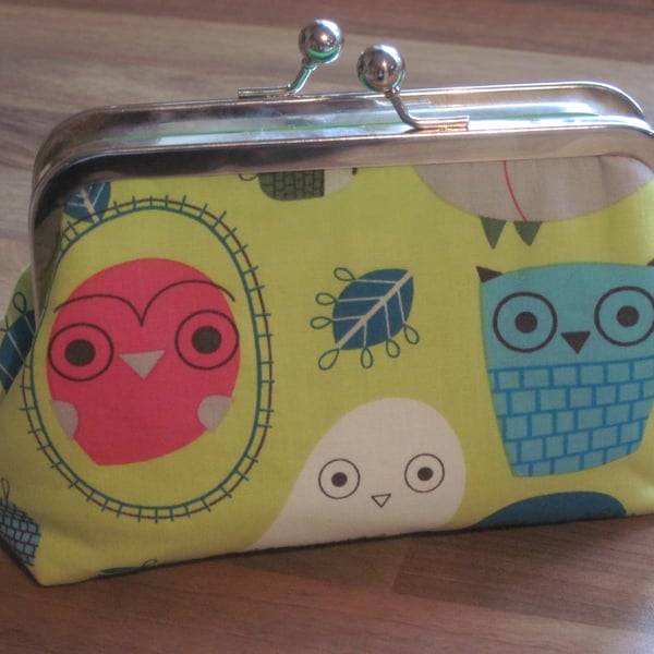 Funky OWL fabric clutch purse