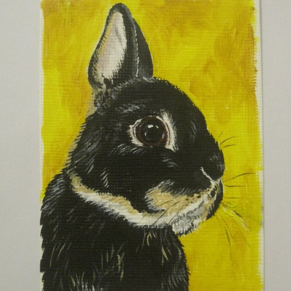 ACEO Pet Portrait Original Art Painting cat dog rabbit guinea pig hamster rat