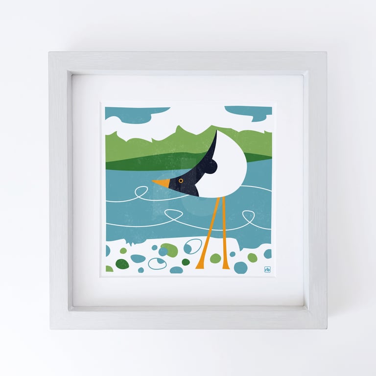 Oystercatcher Feeding On The Shoreline, original Giclee print