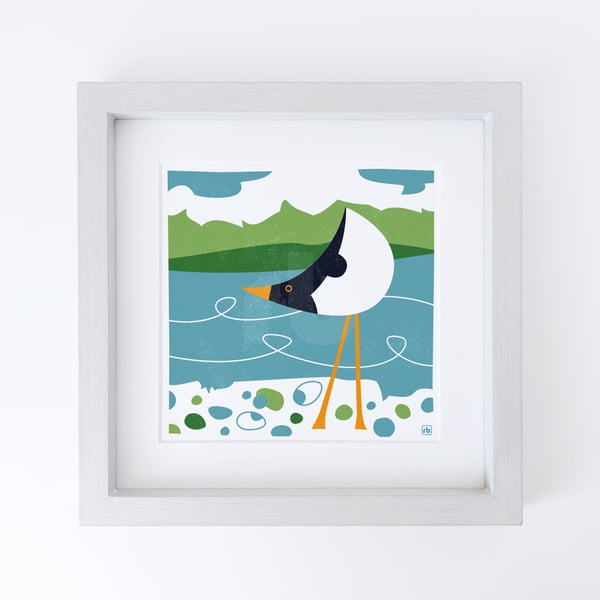 Oystercatcher Feeding On The Shoreline, original Giclee print