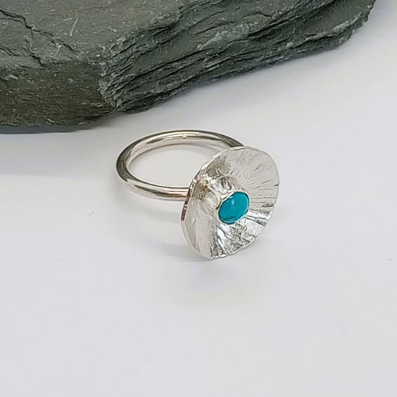 Turquoise floral ring sterling silver December Birthstone