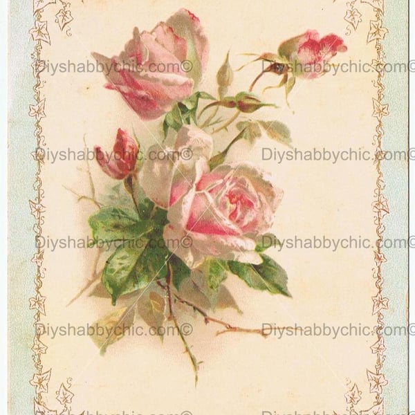 Waterslide Wood Furniture Decal Vintage Image Transfer DIY Shabby Chic Ivy Rose