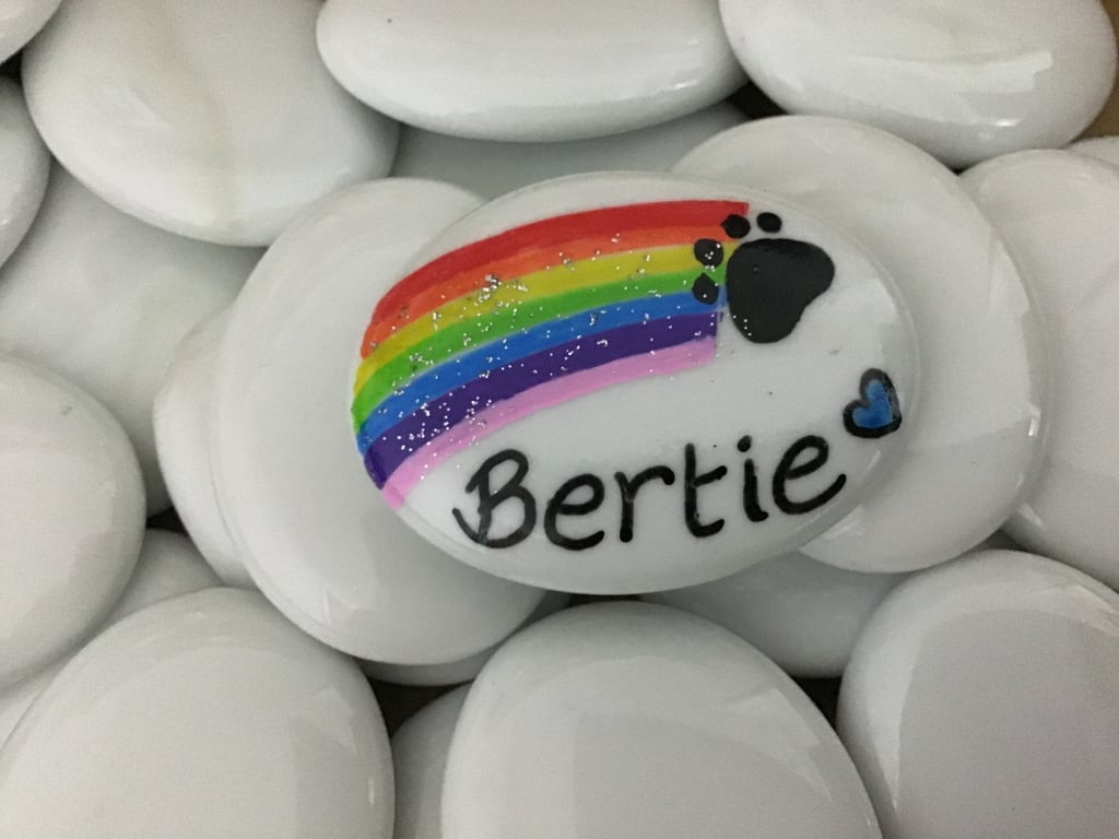 Pet loss memorial keepsake stone. Loss, grief, dog, cat, Rainbow bridge, Gift