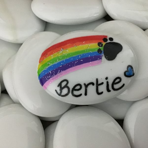 Pet loss memorial keepsake stone. Loss, grief, dog, cat, Rainbow bridge, Gift