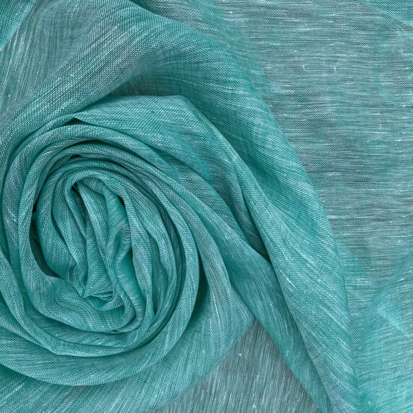 Sea Foam Chambray Pure Linen Scarf in Soft Touch Finish