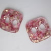 Handmade pair of cast glass buttons - Blush gold sparkle