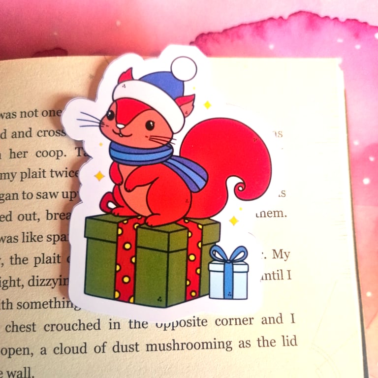 Winter Christmas Squirrel Magnetic Bookmark 