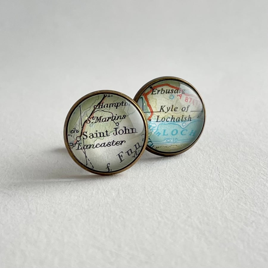 Custom Cufflinks with Vintage Maps - Pick Your Map