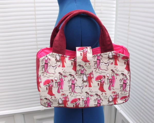 Handbag Paris Fashions 1920's in red pink and cream