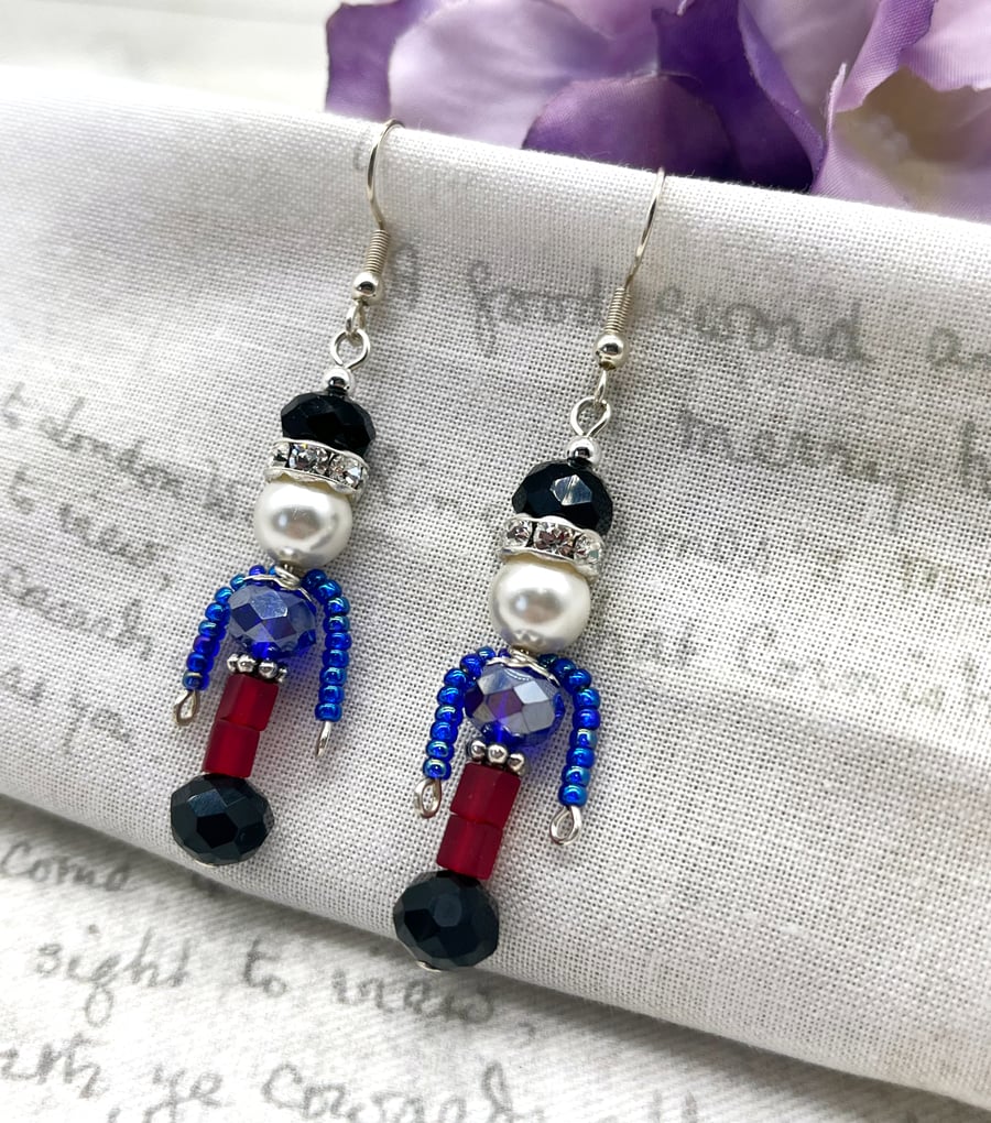 Royal soldier crystal diamante dangle earrings