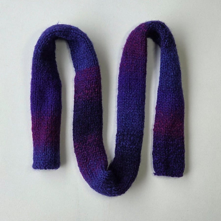 Perfectly Imperfect handknitted woollen purple scarf