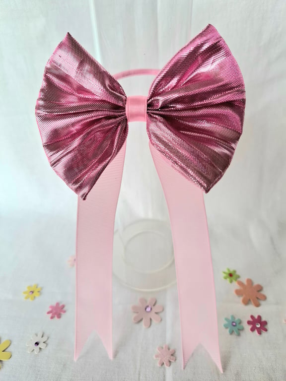 Pink organza hair bow