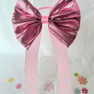 Pink organza hair bow