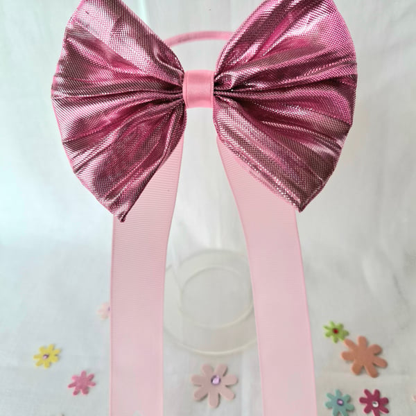 Pink organza hair bow