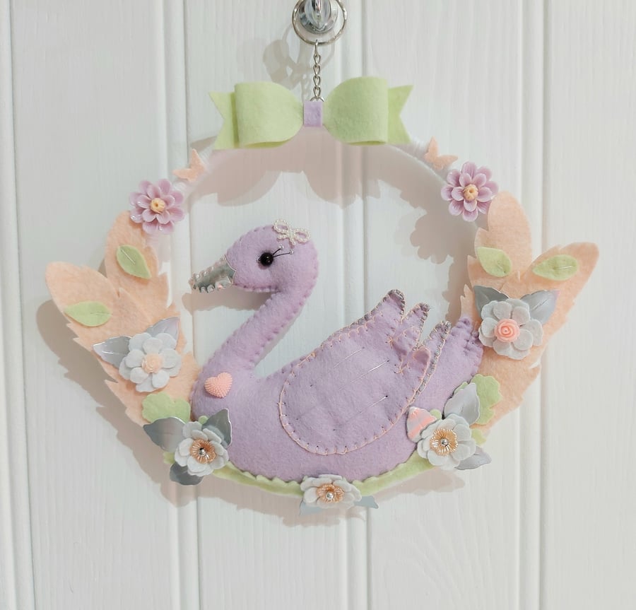 Swan wall hanging, nursery decor Folksy