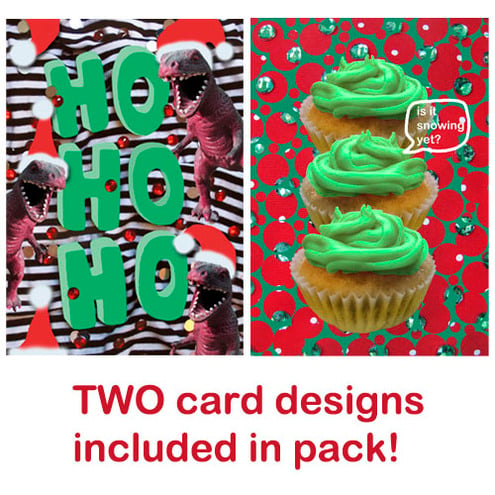 Christmas Cards (pack of 6) - Dinosaur + Cupcakes