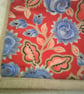 Medium Jute Bag with Mauve Flowers on a Red Background Pocket - Image 4