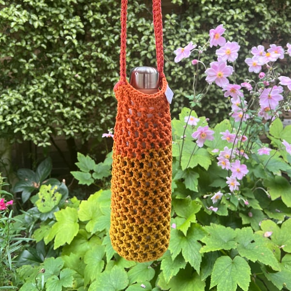 Handmade Crochet Bottle Bag - Sunrise