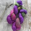 Hand dyed knitting yarn 4 ply Merino & silk Lavender Fields 100g