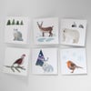 All four Animal Christmas cards, Winter cards, blank inside