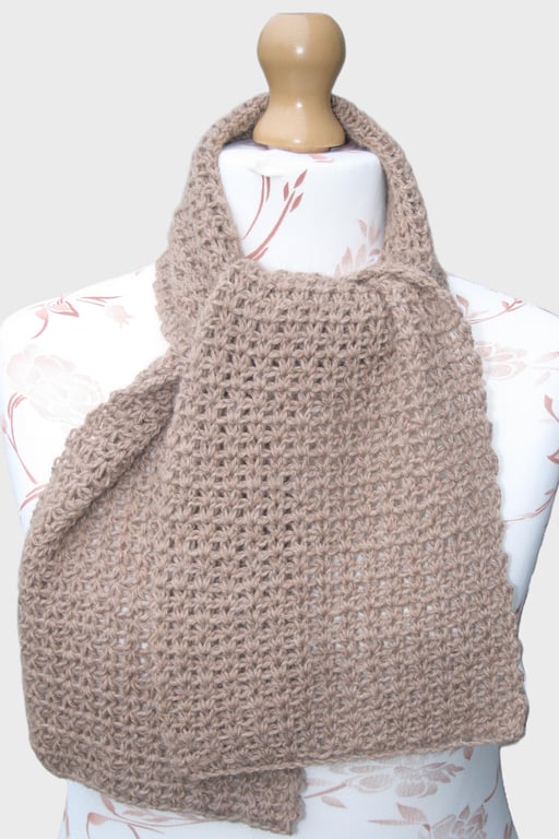 Beautiful Nougat Shade Scarf - Alpaca Crocheted Scarf