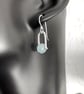 Silver and aquamarine small dangle earrings  - Image 4