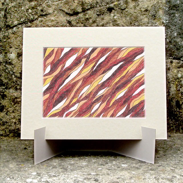 Original Abstract Coloured Pencil Drawing Autumnal - Ribbons No.4