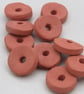 10 Medium Unglazed Terracotta Ceramic Washer Beads - Image 3
