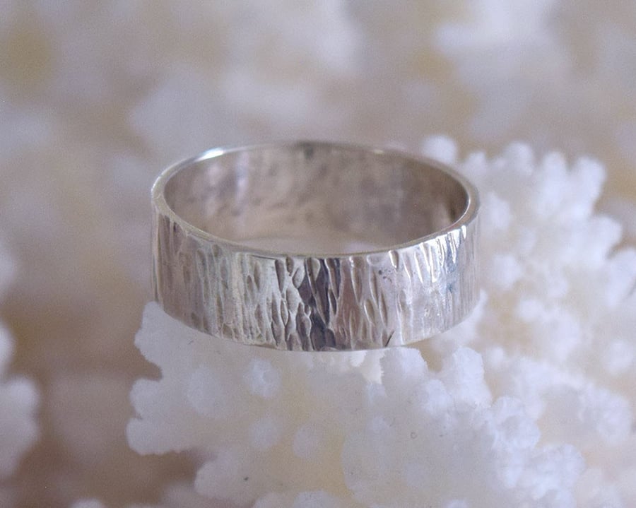 Hammered Silver or Gold  Wedding Ring Handmade by MidasTouch Jewels in Wales