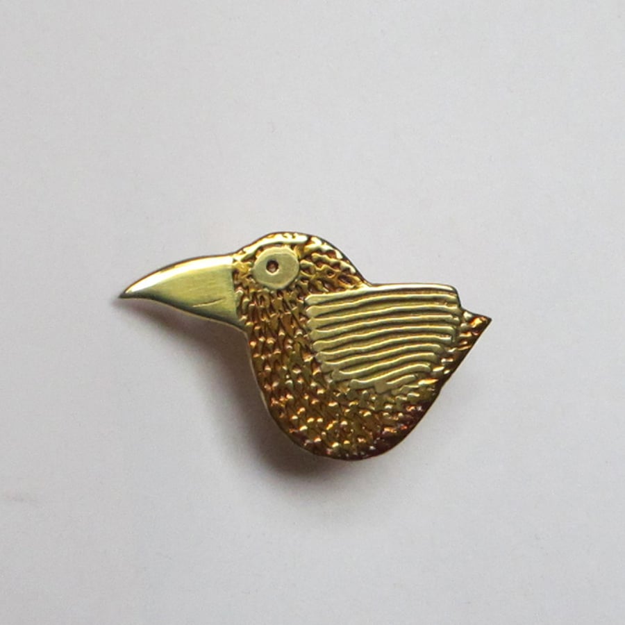 Little brown bird brooch