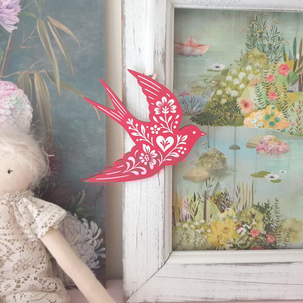 Wooden Bird Hanging Decoration for Valentine's Day