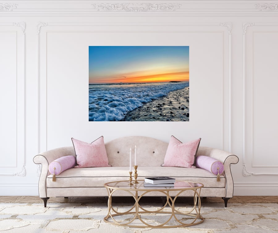 Summer Solstice Sunset Gower Peninsular Photographic Print Llangennith Beach