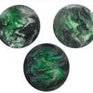 Hand-Painted 10 cm Round Multi-Display Set - Emerald Forest Abstract Trio