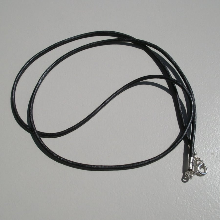 24" Black Leather Thong