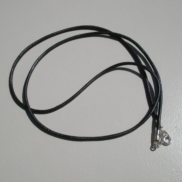 24" Black Leather Thong