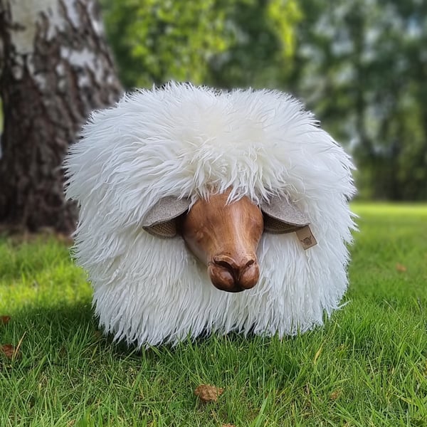 Sheep Footstool - Ivory Curly