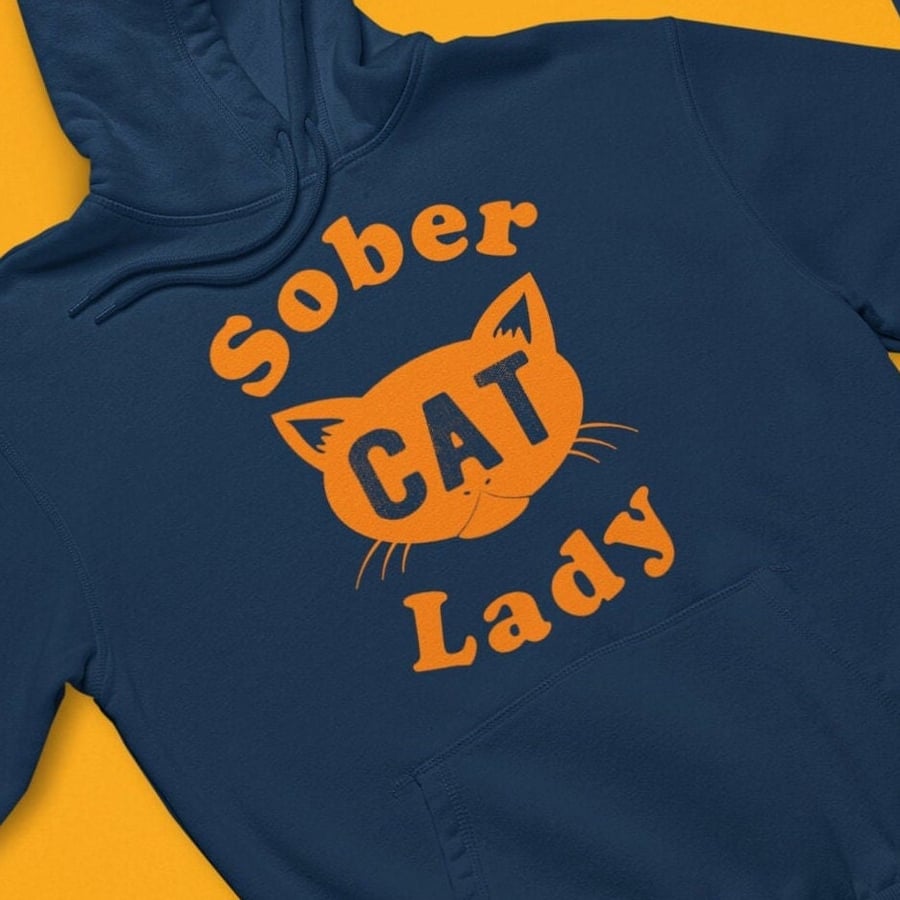 Sober Cat Lady Sober Hoodie, Sobriety gift, AA gift , Sobriety shirt, recovery s