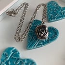 Fine Silver Rose pendant - Hallmarked