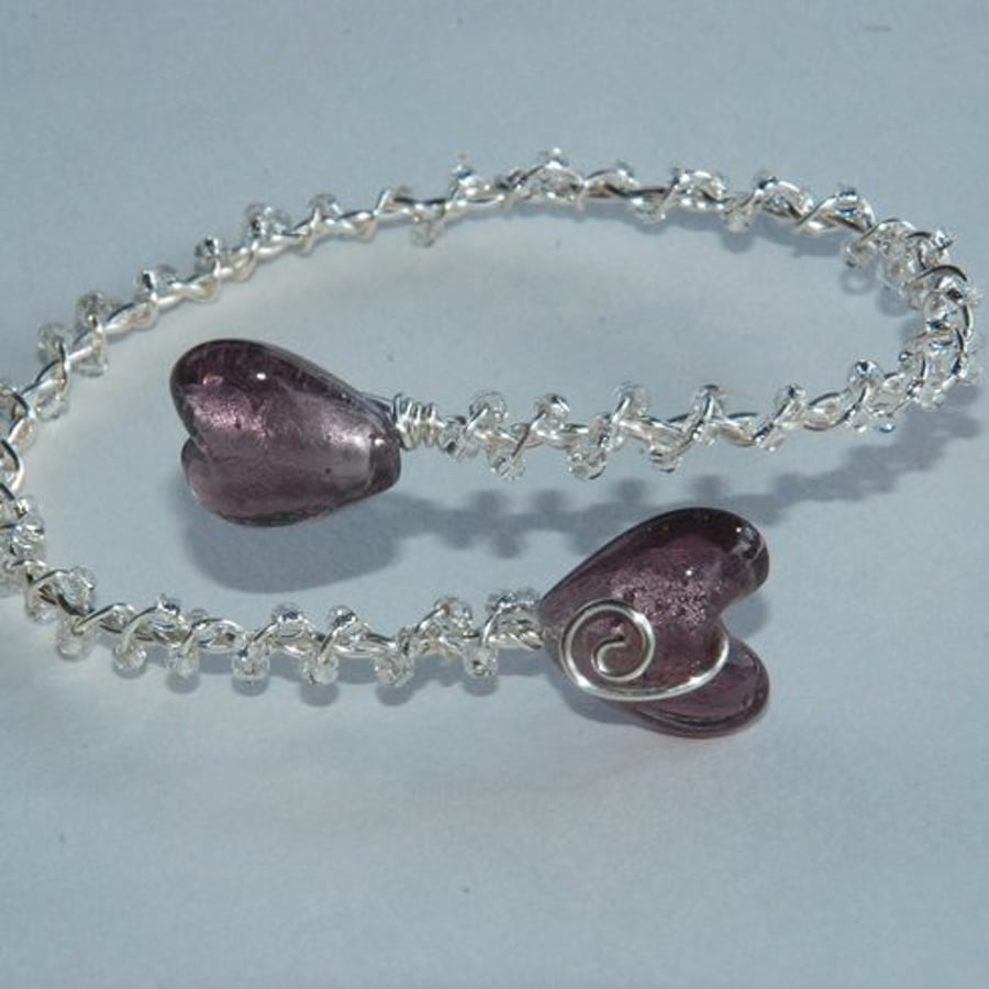 Purple heart bracelet